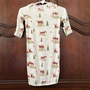 ANGEL DEAR Moose Print Sleep Gown Size 0-3 Months GUC